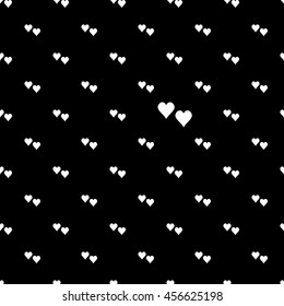 Seamless pattern with double white hearts in diagonal