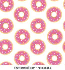 Seamless pattern with doughnut in flat style.Vector illustration