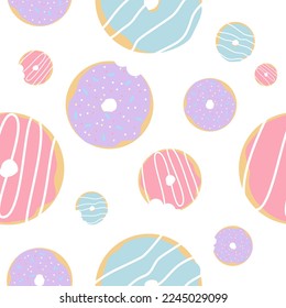 Seamless pattern with doughnuts. Vector illustration.