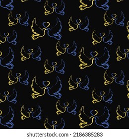 Seamless pattern with doves of peace. A symbol of peace. Vector illustration.