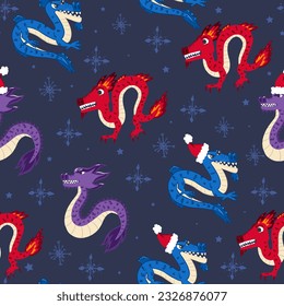 Seamless pattern with dragon.  Background for textile, fabric, stationery, clothes, accessories and other designs.