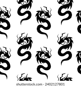 Seamless pattern with  dragon. Flat simple background.