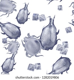 Seamless pattern with dragon fruit. 