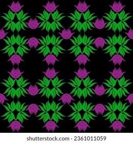 Seamless pattern with dragon fruit isolated on black background. Exotic tropical pitaya Vector Illustration.