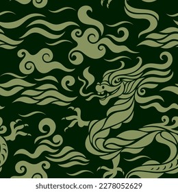 Seamless pattern with Dragon. Symbol of 2024. Year of the Dragon.