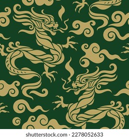 Seamless pattern with Dragon. Symbol of 2024. Year of the Dragon.