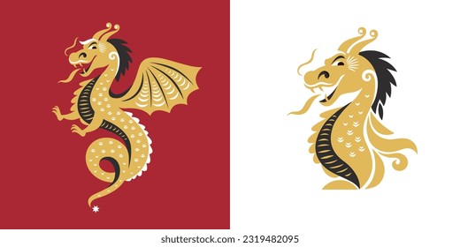 Seamless pattern with Dragon. Symbol of 2024. Year of the Dragon.