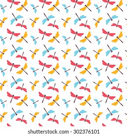 Seamless pattern with dragonflies.