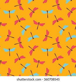 Seamless pattern with dragonflies.