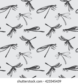 Seamless pattern with dragonflies