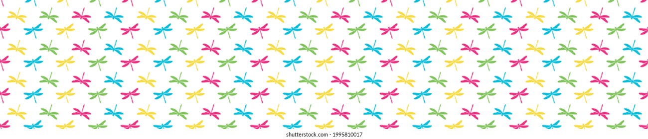 Seamless pattern with dragonflies. Cute and childish design for fabric, textile, wallpaper, bedding, swaddles, toys or gender-neutral apparel. Simple and sweet print for nursery decor or wall art.