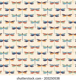 Seamless pattern with dragonflies. Vector illustration. 