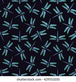 Seamless pattern with dragonfly