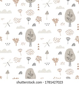 Vector Illustrated Seamless Pattern Flat Forest Stock Vector (Royalty ...