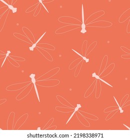 Seamless pattern with dragonfly insects. Abstract summer print. Vector graphics.