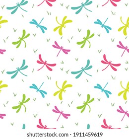 seamless pattern of dragonfly on background