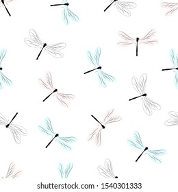 Seamless pattern. Dragonfly. Vector graphics. Background, banner, poster.