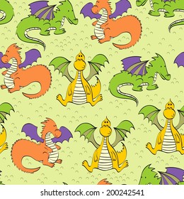 Seamless pattern with dragons