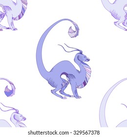 Seamless pattern with dragons.