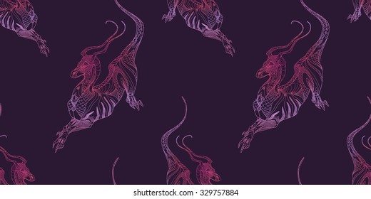 Seamless pattern with dragons.