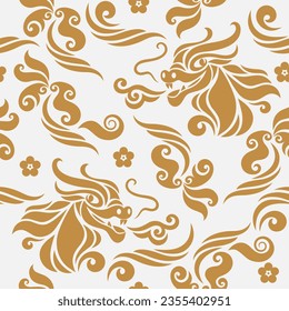 Seamless pattern with Dragons. Symbol of 2024. Year of the Dragon.