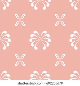 Seamless pattern. Draw using the curve causes a different pattern, white picture on pink background. Use for backgrounds, wall paper, tile floor, fabric, books, and anything else that you want.