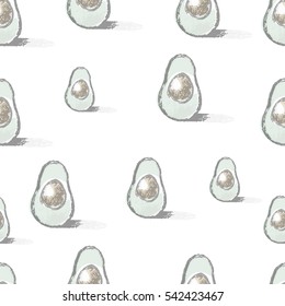 Seamless pattern with drawing avocado