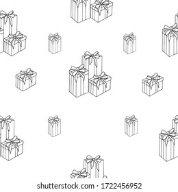 seamless pattern drawing boxes presents sink illustration, vector design element for printing, scrapbooking, postcard