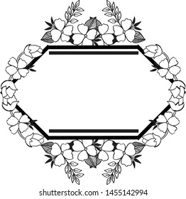 Seamless pattern with drawing flower, various shape of floral frame, greeting card. Vector