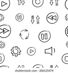 Seamless pattern in drawing style social network media icons pattern background vector illustration 
