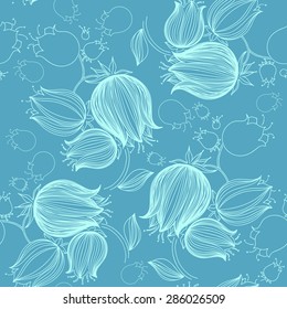 Seamless pattern with drawing of tulips flower in violet color. Good for wallpapers