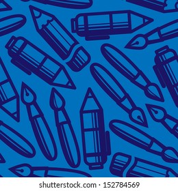 seamless pattern with drawing and writing tools