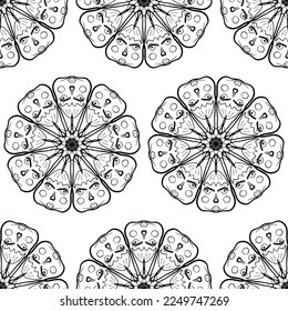 Seamless pattern of drawings, free geometric line. Faces. Vector stock illustration eps10.