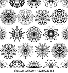 Seamless pattern of drawings, free geometric line. Vector stock illustration eps10.