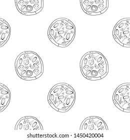 Seamless pattern, drawings on the topic of food, pizzeria, packaging design, vector illustration