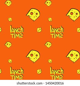 Seamless pattern, drawings on the topic of food, pizzeria, packaging design, vector illustration