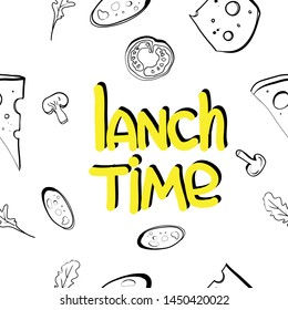 Seamless pattern, drawings on the topic of food, pizzeria, packaging design, vector illustration