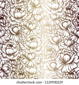 seamless pattern with drawings of peonies
