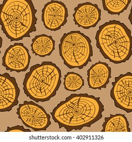 Seamless pattern drawings saw cut of tree