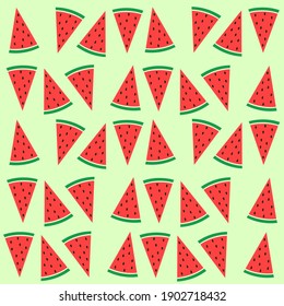 Seamless pattern with drawings of watermelon