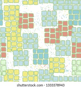 Seamless pattern. Drawn blocks scattered randomly on an abstract background.