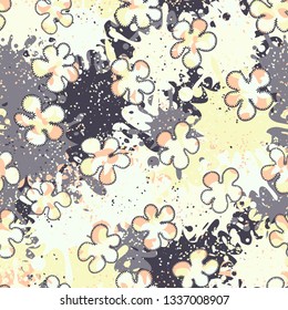 Seamless pattern. Drawn blotches patched randomly.
Background from abstract texture.