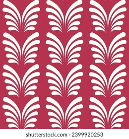 Seamless pattern drawn butterflies on burgundy background. Simple vector background for design.