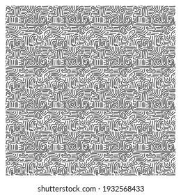 Seamless pattern drawn by a line of doodles.