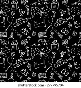 Seamless pattern, drawn in a childlike style. Vector illustration. 