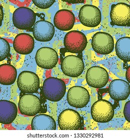 Seamless pattern. Drawn clumps scattered randomly on an abstract background.