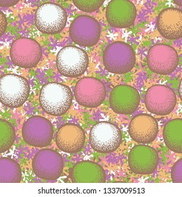 Seamless pattern. Drawn clumps scattered randomly on an abstract background.