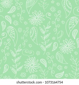 seamless pattern of drawn contours of leaves, flowers, curls. background for patterns, cards, background.sketch collection. Decorative elements for design. Ink, vintage, rustic.