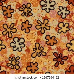 Seamless pattern. Drawn convex blots scattered over a multi-color background.