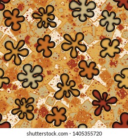 Seamless pattern. Drawn convex blots scattered over a multi-color background.